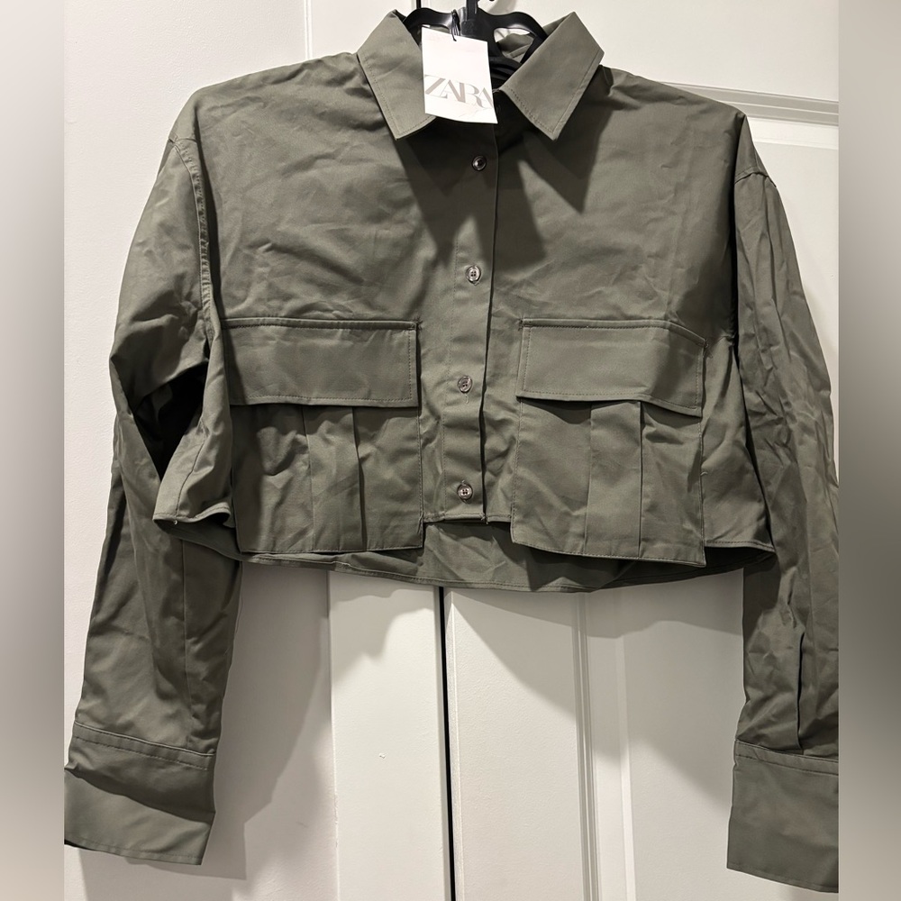 Zara cropped Gabardine shirt
